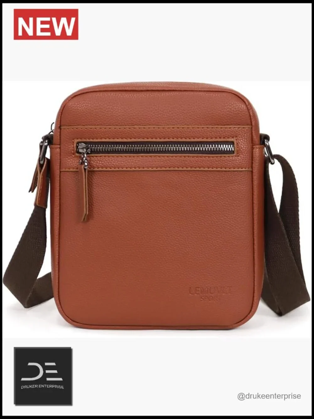 PU Leather Sling Crossbody Bag for Men Messenger Bag Mustard